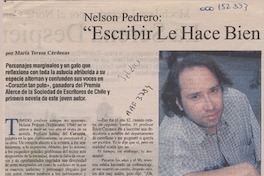 "Escribir le hace bien a la sociedad"  [artículo] María Teresa Cárdenas.