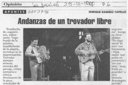Andanzas de un trovador libre  [artículo] Enrique Ramírez Capello.