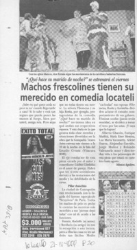 Machos frescolines tienen su merecido en comedia locateli  [artículo] Mónica Aguilera.