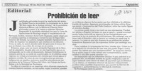 Prohibición de leer  [artículo].