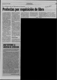 Protestas por requisición de libro  [artículo] José Ale.
