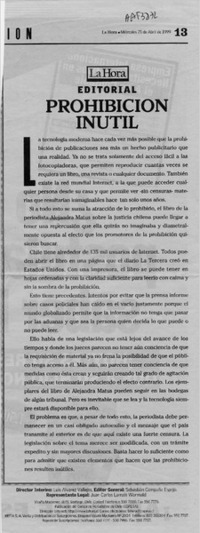 Prohibición inútil  [artículo].