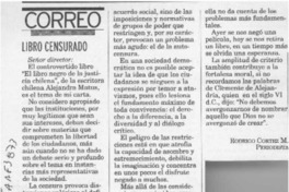 Libro censurado  [artículo] Rodrigo Cortez M.