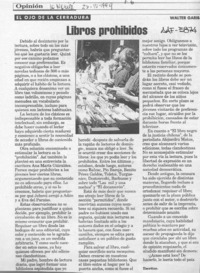 Libros prohibidos  [artículo] Walter Garib.