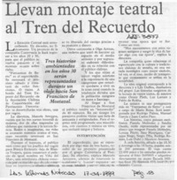 Llevan montaje teatral al tren del recuerdo  [artículo].