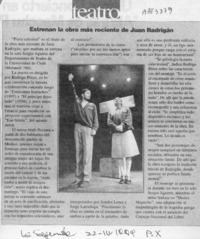 Estrenan la obra más reciente de Juan Radrigán  [artículo].