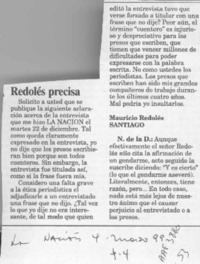 Redolés precisa  [artículo] Mauricio Redolés.