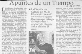 Apuntes de un tiempo  [artículo].