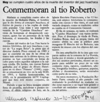 Conmemoran al tío Roberto  [artículo].