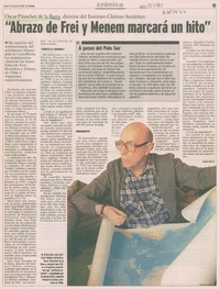 "Abrazo de Frei y Menem marcará un hito"