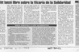 Precht lanzó libro sobre la Vicaría de la Solidaridad  [artículo] K. B.