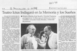 Teatro Ictus indagará en la memoria y los sueños  [artículo].