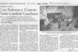 Con boleros y cuecas partió cumbre guachaca  [artículo] Julio Osses.