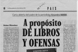 A propósito de libros y ofensas  [artículo] Rodolfo Matus Alvear.