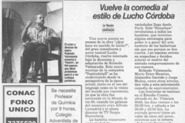 Vuelve la comedia al estilo de Lucho Córdova  [artículo].