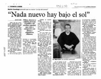 "Nada nuevo hay bajo el sol"