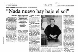 "Nada nuevo hay bajo el sol"
