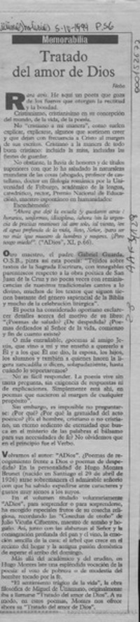 Tratado del amor de Dios  [artículo] Filebo.