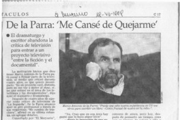 De la Parra, "Me cansé de quejarme"  [artículo].