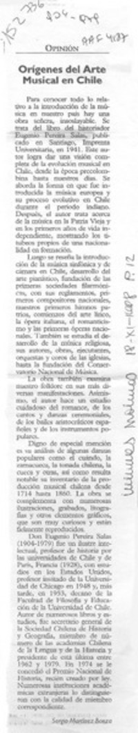 Orígenes del arte musical en Chile