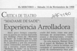 Experiencia arrolladora  [artículo].