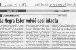La negra Ester volvió casi intacta  [artículo] Andrés Gómez B.