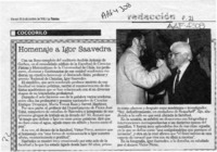 Homenaje a Igor Saavedra  [artículo].