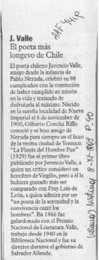 El Poeta más longevo de Chile  [artículo].