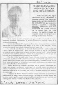 Rengo cuenta con nueva escritora con obra editada  [artículo].