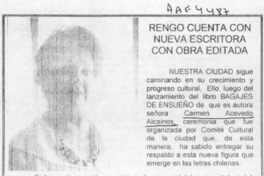 Rengo cuenta con nueva escritora con obra editada  [artículo].