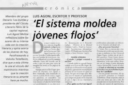 "El sistema moldea jóvenes flojos"  [artículo].