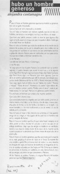 Hubo un hombre generoso  [artículo] Alejandra Costamagna.