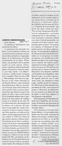 Libros censurados  [artículo] Carlos Bongcam Wyss.