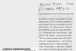 Libros censurados  [artículo] Carlos Bongcam Wyss.