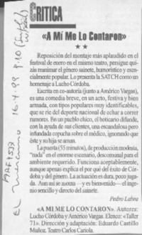 "A mí me lo contaron"  [artículo] Pedro Labra.