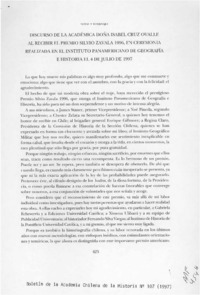 Discurso de la académica doña Isabel Cruz Ovalle al recibir el Premio Silvio Zavala 1996  [artículo].