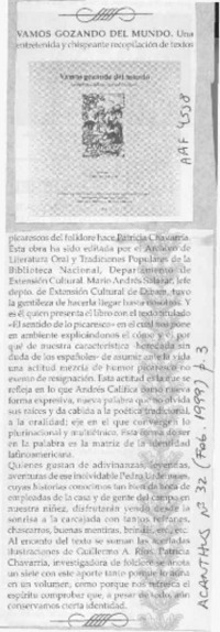 Vamos gozando del mundo  [artículo].