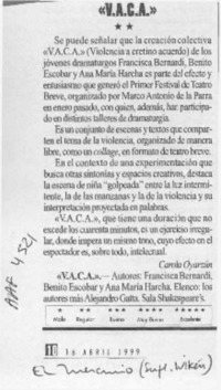 Teatro: V. A. C. A.  [artículo].