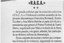 Teatro: V. A. C. A.  [artículo].