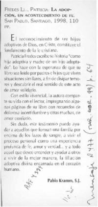 La adopción, un acontecimiento de fe  [artículo] Pablo Kramm.