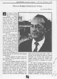 Notas sobre González Vera  [artículo] Gustavo Donoso.