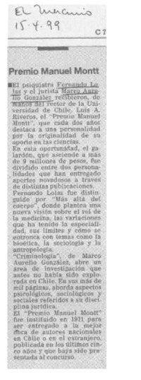 Premio Manuel Montt  [artículo].