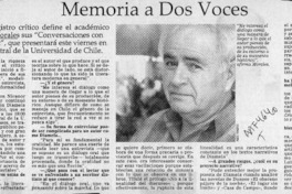 Memoria a dos voces  [artículo].