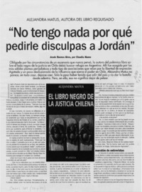 "No tengo nada por qué pedirle disculpas a Jordán"  [artículo] Claudia Alamo.