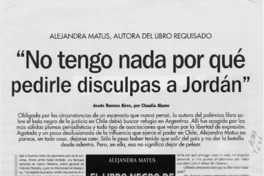 "No tengo nada por qué pedirle disculpas a Jordán"  [artículo] Claudia Alamo.