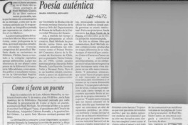 Poesía auténtica  [artículo] María Cristina Menares.
