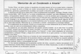 "Memorias de un condenado a amarte"  [artículo] Juan Gabriel Araya.