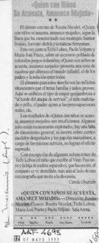 "Quien con niños se acuesta, amanece mojado"  [artículo] Carola Oyarzún.