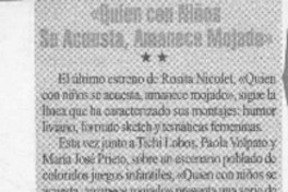 "Quien con niños se acuesta, amanece mojado"  [artículo] Carola Oyarzún.