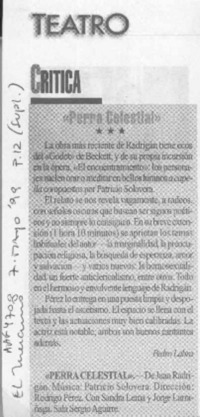 "Perra celestial"  [artículo] Pedro Labra.